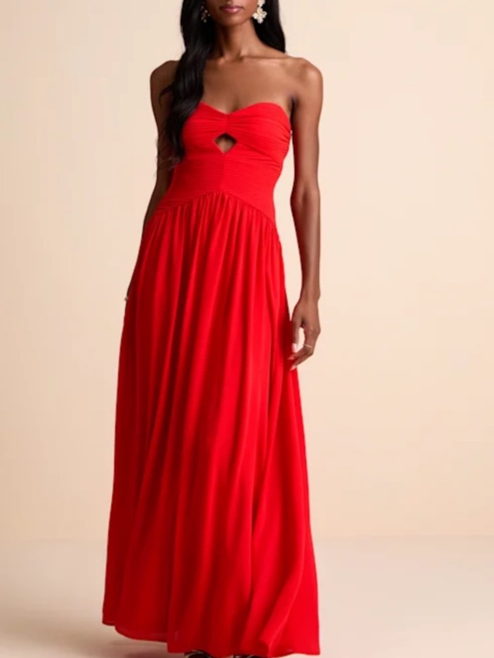 New Lulus Rosala Strapless Red Maxi Dress with Sweetheart Neckline Sz XL